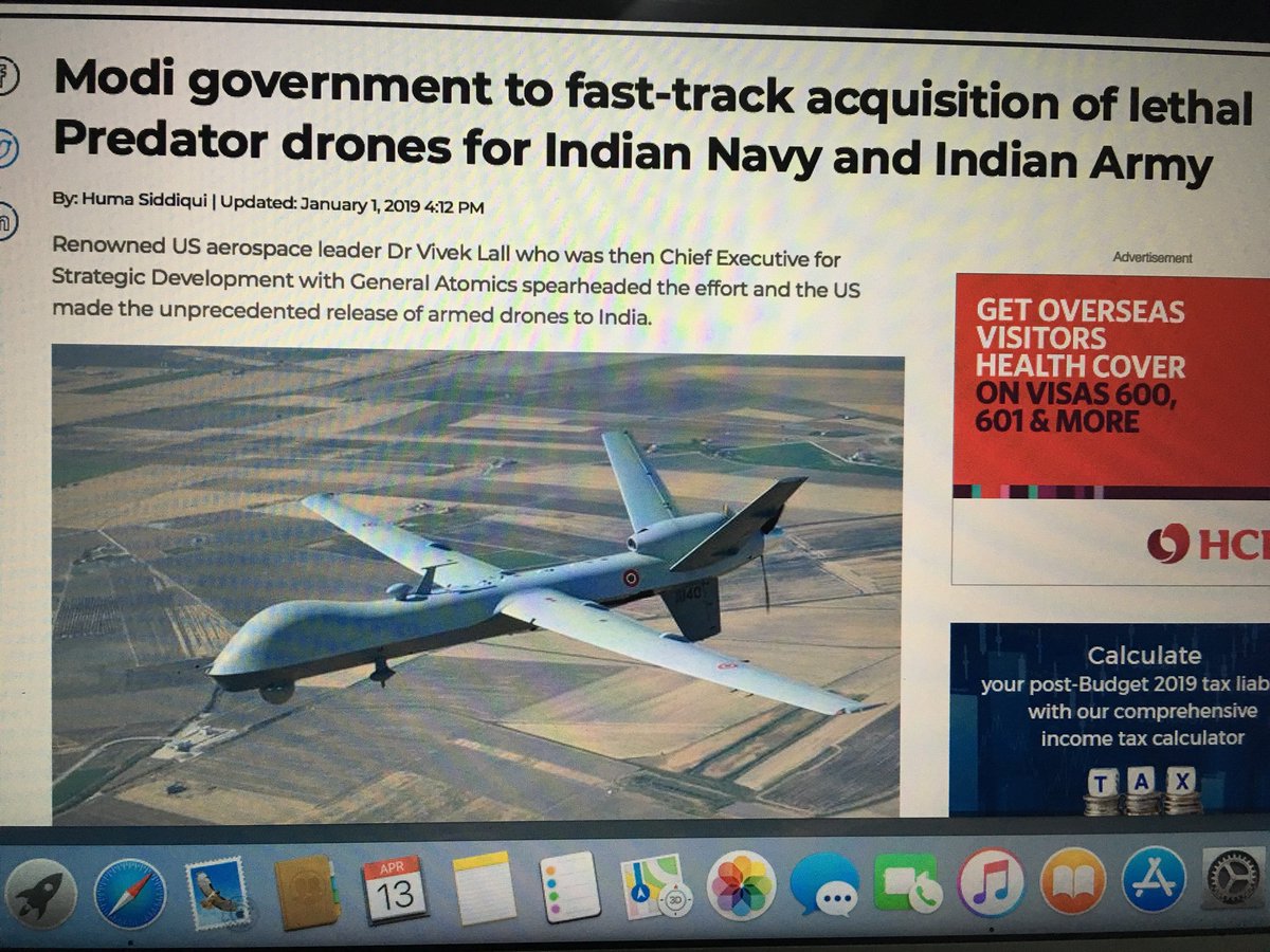 IAI - HAROP Drones (15 units) HERON- TP Drones (10 units) SEARCHER Drones US - Predator B Drones (100 unit)US - Predator C/Avenger (100 units)All under the project of inducting 5000 drones over a period of 10yrs and designating separate regiment for Drones.