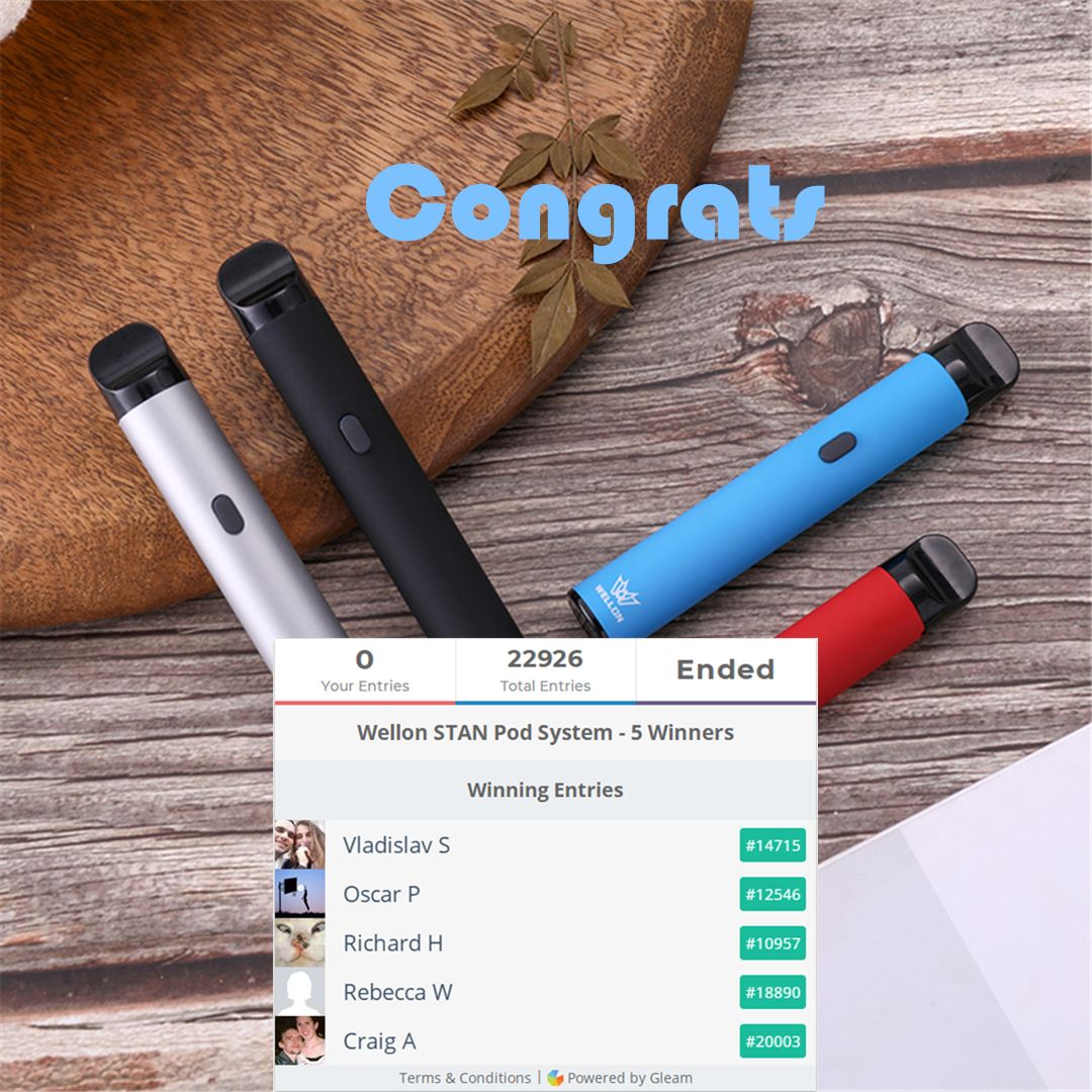 Wellon_Official's tweet photo. Big congratulations to the lucky 5 winners of STAN Pod Giveaway!
check them out here:
https://t.co/GB8zdbgUMs
#wellon #wellonblog #wellongiveaway #wellonstan #vape #vapefam #vaping #contest #giveaway #winners #vapegiveaway https://t.co/gM5iO4Ee3y