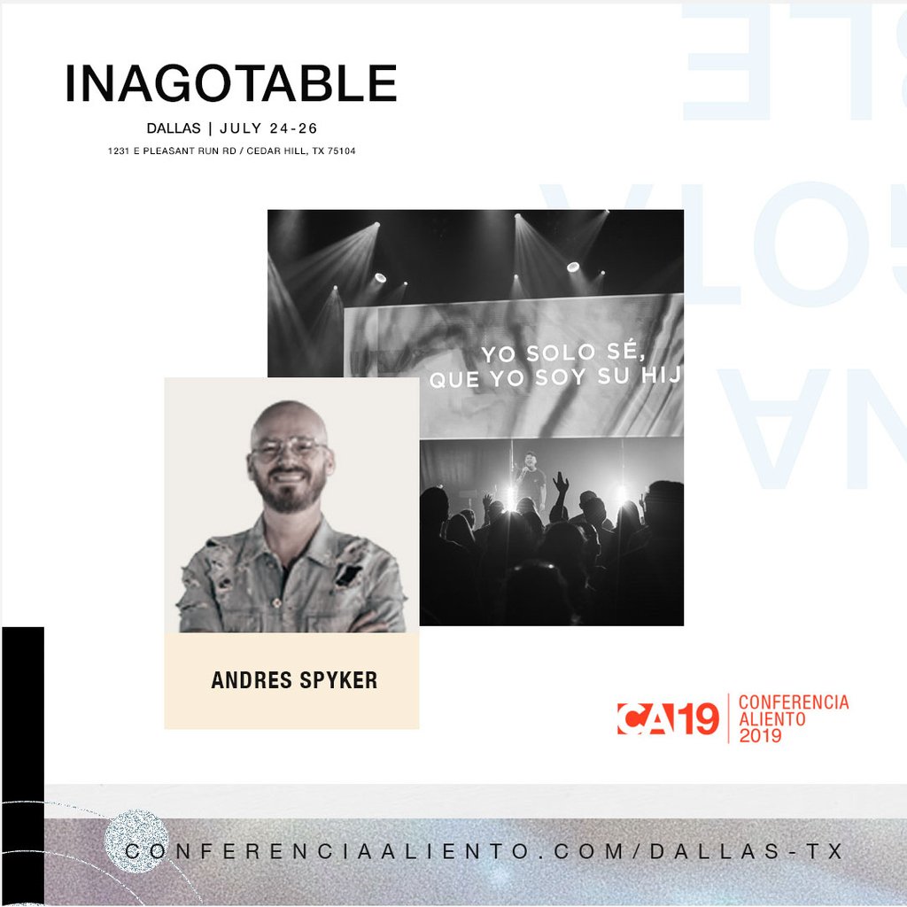 confaliento's tweet photo. Estamos creyendo por una palabra profética para cada uno de ustedes a través de la vida de nuestro amigo, Andrés. ¡ No puedes perderte #CA19Dallas! #ConferenciaAliento
_____________________
Conferencia Aliento 2019 INAGOTABLE 
24-26 de Julio | Dallas, TX
https://t.co/9eFJBGRStu https://t.co/iinGrwUzFB