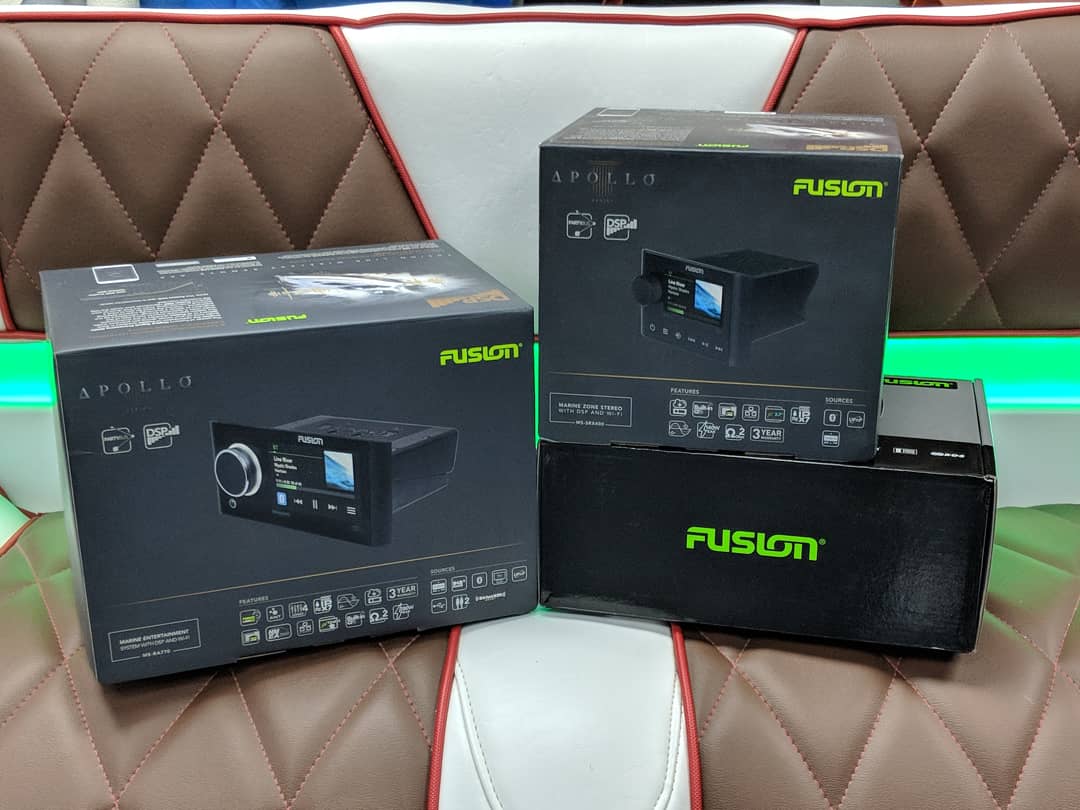 AutoStylesInc's tweet photo. Check out our @marinefusion display! Come in anytime Mon-Sat, 9am-6pm for a quote on the available products!! #LoveFL #MarineAudio #Fusion #FusionMarine #FishOn #FridayThoughts https://t.co/Bq9lAiUx8n