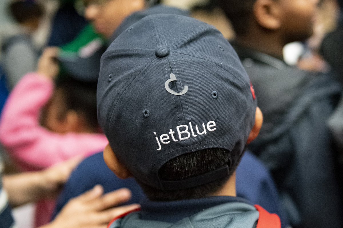 davidortiz's tweet photo. We had a great day at the Sara Greenwood school yesterday with @marty_walsh @Wally97 &amp; @JetBlue ... hope to see the kids rockin these hats at the ballpark this year 😂😂 #HatDayForBPS  #JetBlueOfficialAirline https://t.co/tvG0NFxbWy