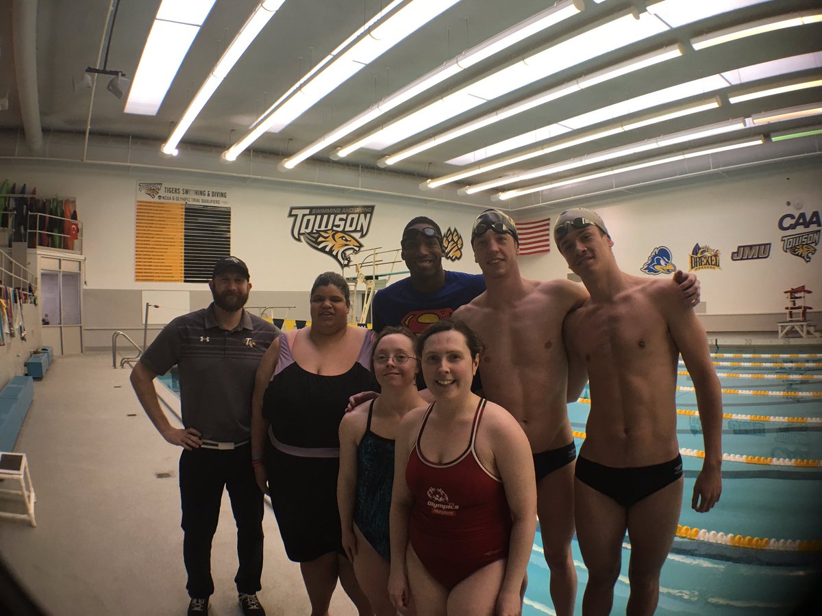 Inclusion_SOMD's tweet photo. Special thanks to @TowsonTigers @Towson_SWIMDIVE  for helping @SpOlympicsMD record a new swimming coaches video. #LeadTheWay What great partners we have at Towson. With @SingletonAnnu @SportsSODude https://t.co/5yHm3cbx5N