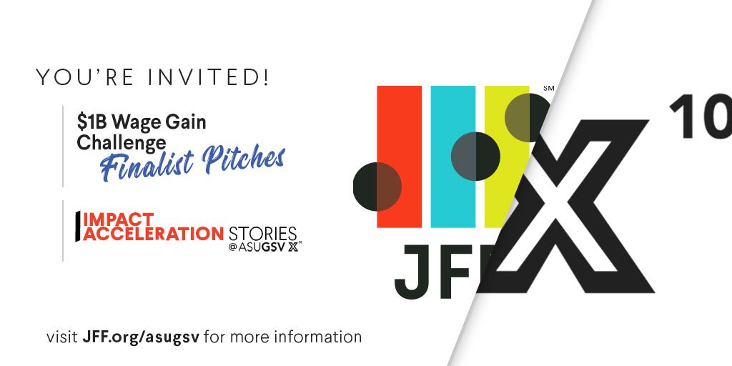 jfftweets's tweet image. Join us at #ASUGSV to catalyze the critical work of preparing today’s workforce for the economy and careers of tomorrow.

You're invited! Here's two exclusive, limited-seating events supported by @SchmidtFutures &amp;amp; @WalmartGiving → JFF.org/asugsv #ASUGSV2019