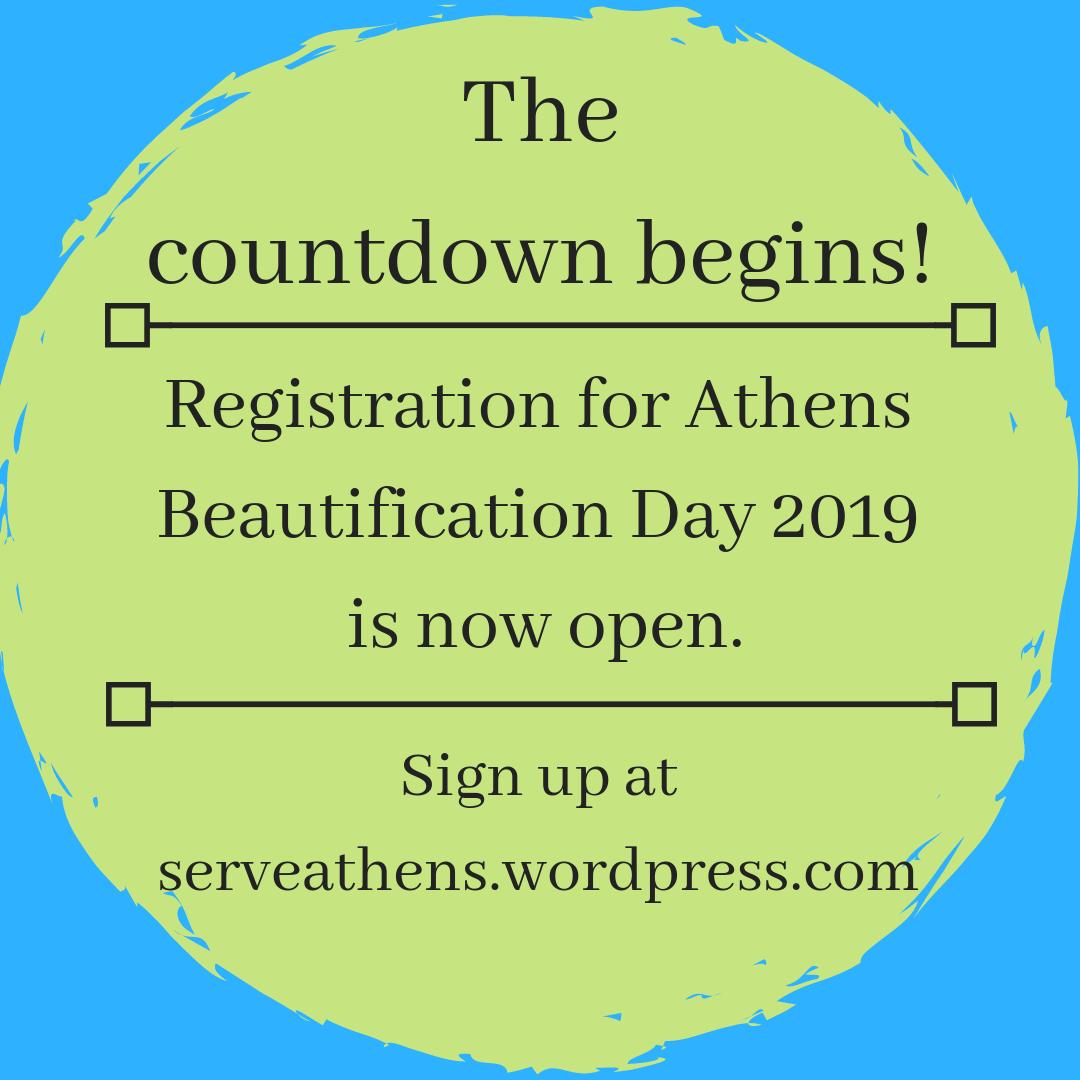 ServeAthens's tweet photo. Registration for AB Day 2019 is now open on our website (https://t.co/8G8pMJIgAd), under Athens Beautification Day.  We can't wait to see everyone!

#abday2019 #serveathens https://t.co/rtvPvhGjjX