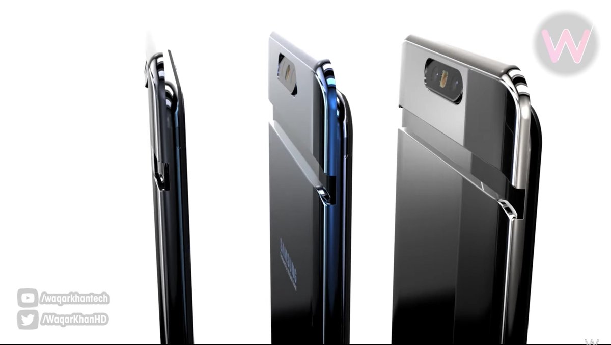 KneWKeeD's tweet photo. Samsung Galaxy A90 concept. Sliding parts + rotating parts. It's a lot to take in. https://t.co/6PuRv3tAVz