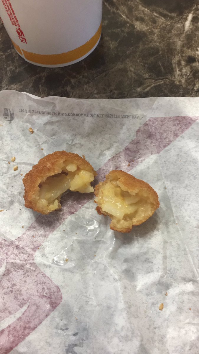 JoeyTheSolution's tweet photo. Very disappointed @BurgerKing ... I was looking forward to my bacon cheesy tots. No bacon or cheese. Basic and plain. Flavorless https://t.co/MwdbtxuWmc