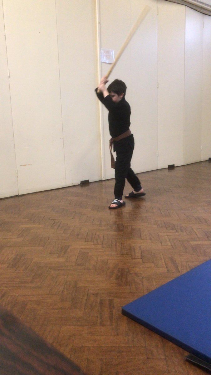 StanwayEm's tweet photo. Bram is now working towards his junior black belt in Aiki Jujitsu... which means the bokken work has started! @AcademyParkHall https://t.co/yvESlkYoHf