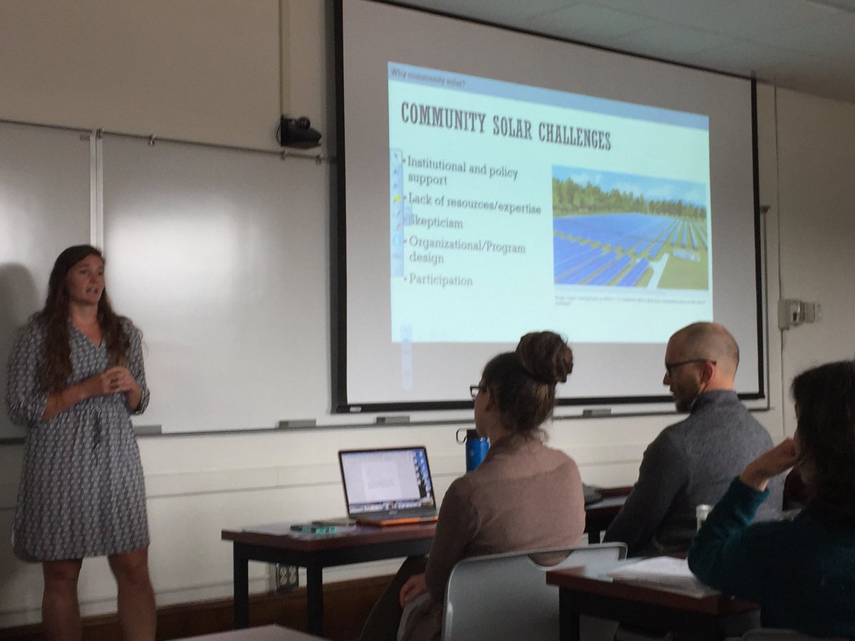 hsgorm's tweet photo. Emily Prehoda evaluates community solar as step toward energy justice in her PhD dissertation defense. https://t.co/BonlMNUK7Z