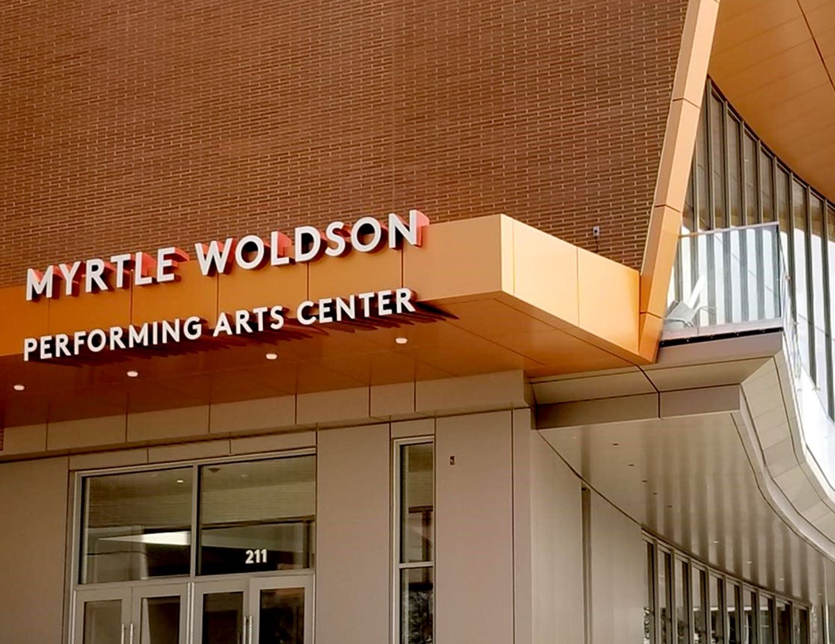 evergreensign's tweet photo. We’ve been sharing some progress pics - and have continued with installation on site with unique 48” tapered dimensional letters on the canopy/soffit on the main entry at the brand new beautiful Myrtle Woldson Performing Arts Center at Gonzaga University (Spokane). https://t.co/1R0u7vhpCW