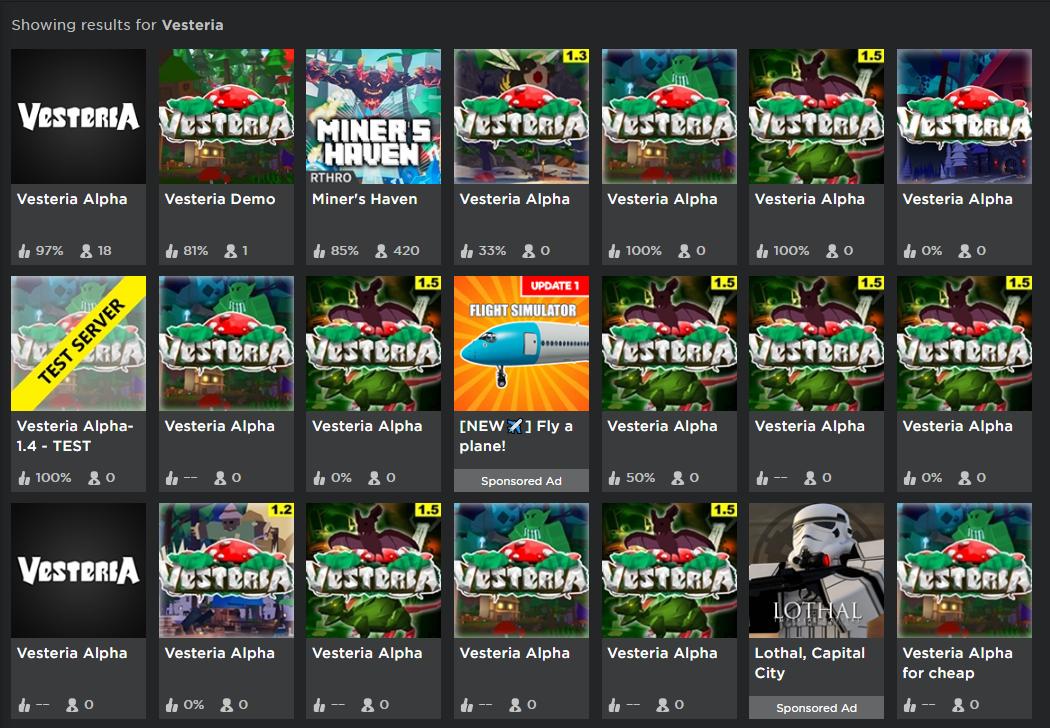 Andrew Bereza On Twitter Yuck So Many Paid Access Scams For Vesteria I Feel Really Bad For Everyone Who S Fallen For These Wish Something More Could Be Done About Them Https T Co M44gjagyxb - andrew bereza on twitter when we presented our game to roblox