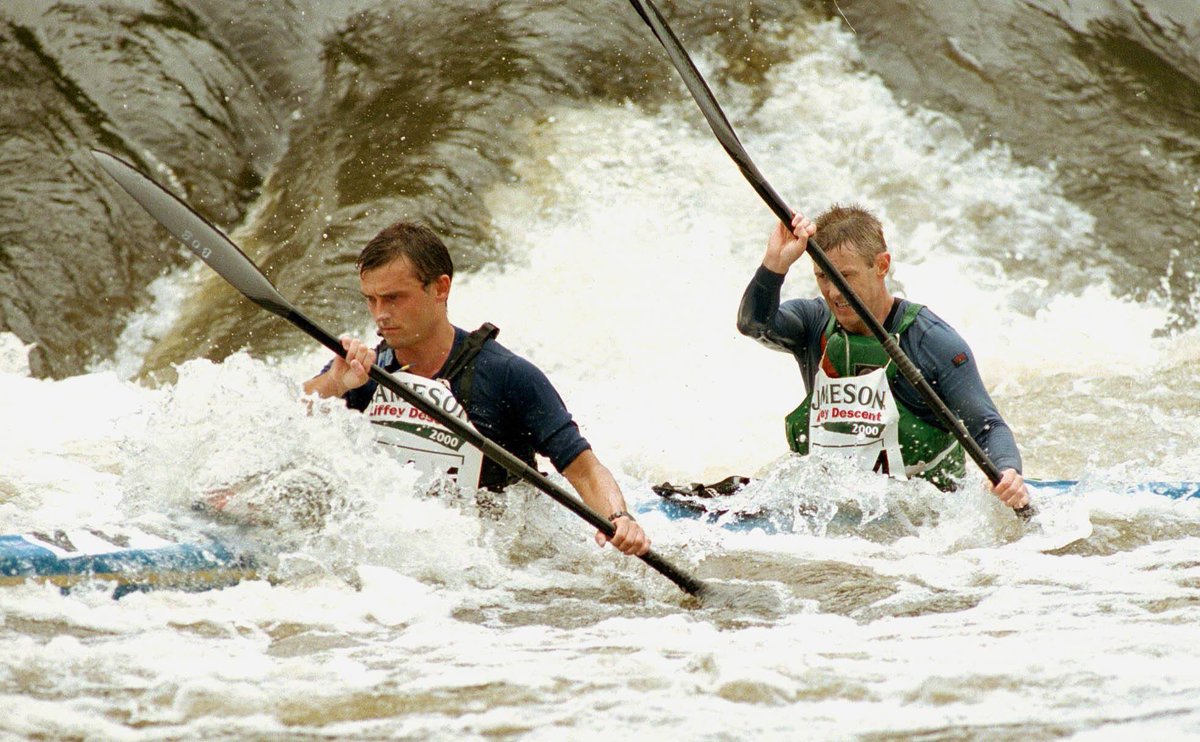 LiffeyDescent's tweet photo. This weeks faces of the races with Brendan O'Brien and Paul Moroney representing Wild Water Kayak Club from the 2000 race. #facesoftheliffey #liffeydescent #loveirishpaddling #flowstateCI Enter 👉https://t.co/5bmMjrVvOw👈 📸 with thanks to @Fennellphoto https://t.co/RBTyClF6kd
