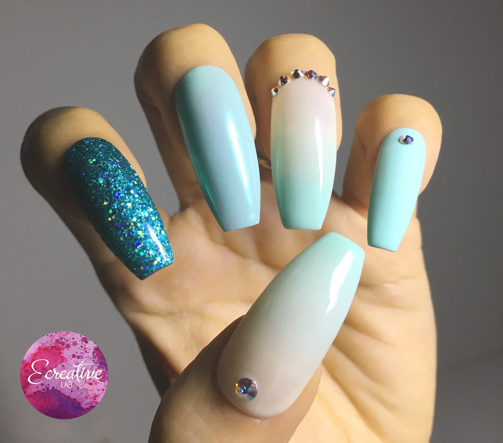 Erika Oh on Twitter: "Mint Ombre Press On Nails | Coffin Nails | Fake Nails  | False Nails | Glue On Nails | Made To Order | Handmade Nails  https://t.co/XYi2WoeA2F #supplies #blue #