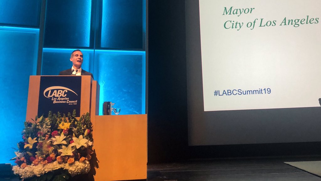 L.A. is pursuing some of the most aggressive emissions targets in the world because we can't allow the future of our earth to be jeopardized by inaction. A healthier planet and a stronger economy go hand-in-hand: in less than 5 years, we have created 35K green jobs. #LABCSummit19