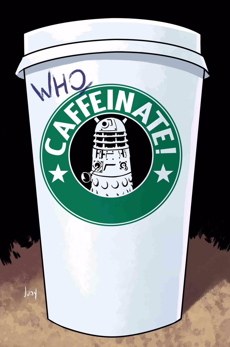 diablo_comics's tweet photo. Even diabolical aliens need a pick me up! #drwho #dalak #comics #diablocomics #lol #starbucks https://t.co/CyJY29HPj3