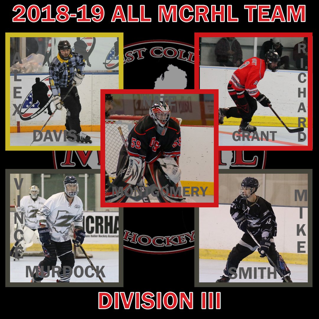 2018-19 DIII All MCRHL Team

Alex Davis – Michigan Tech 
Richard Grant – Ohio State
Vince Murdock – Akron 
Mike Smith – Akron
Nate Montgomery – Ohio State

Full article: mcrhl.com/article.php?ar…