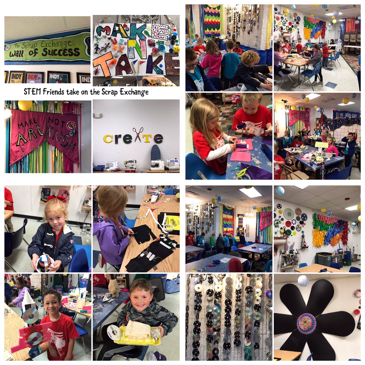 RdeKindergarten's tweet photo. Kindergarten and First Grade STEM Friends took their CrEaTiViTy to the Scrap Exchange to turn trash into TREASURE!! #STEMFriends #innovation @raynorcrdd @joyner_michele @RiverDellRacers @JCPS_NC https://t.co/pGEV4at4Ed