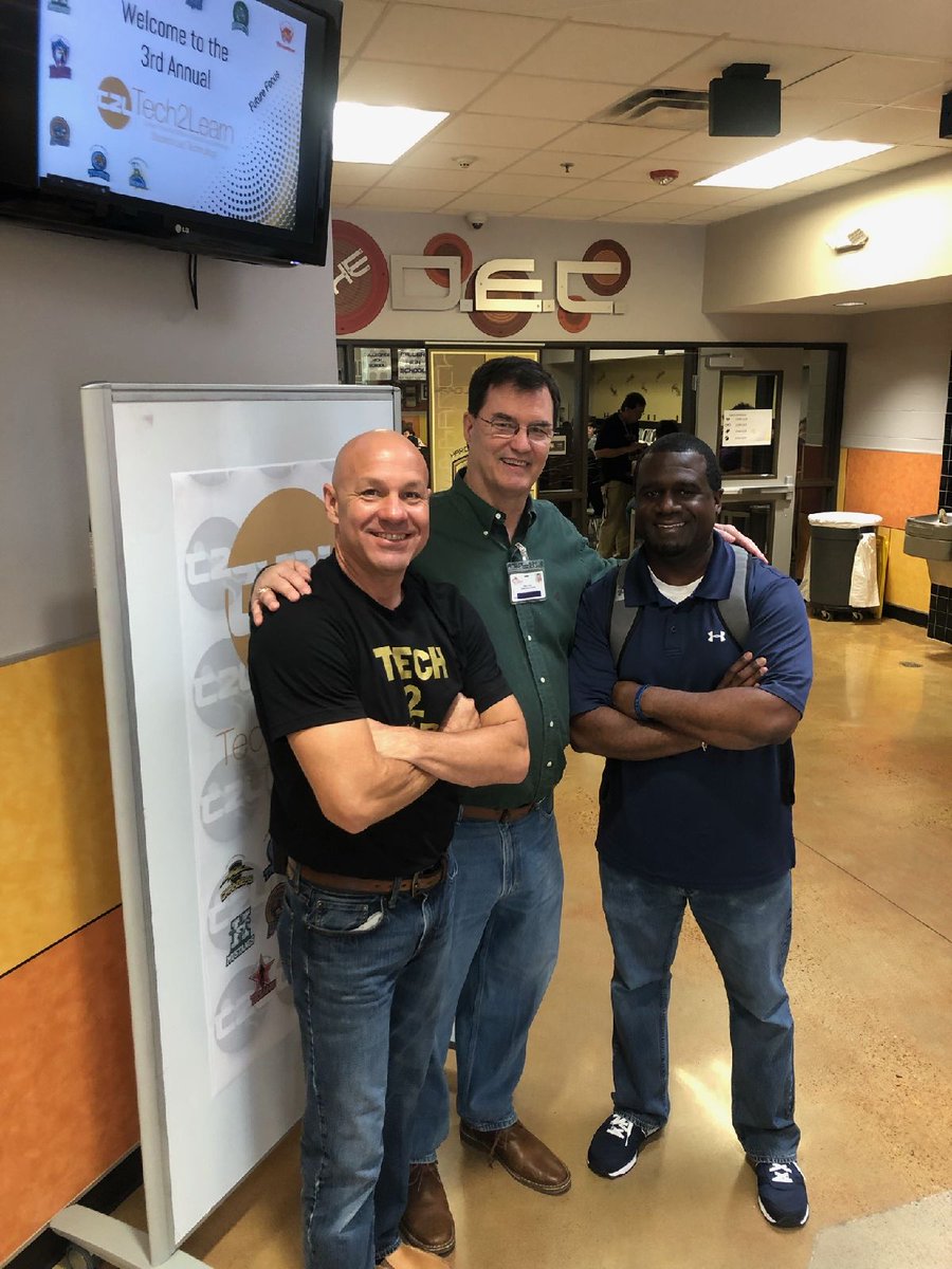 CCISDIT's tweet photo. @CCISD Board Member Mr. Marty Bell, Mr. Pablo Perez, @HTBranchAcademy Asst. Principal, and Korey Hardeman, Carroll High HS teacher #getyourtechon at #Tech2Learn with @CCISDIT https://t.co/d7giiIF04C
