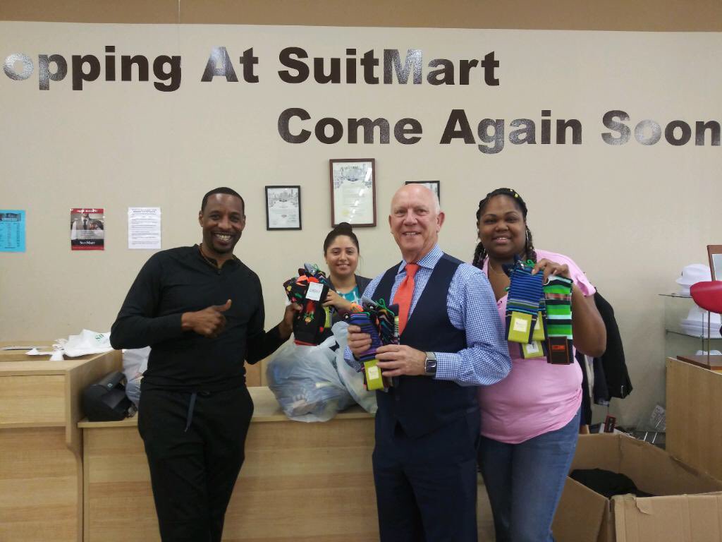 HISDHEO's tweet photo. As we set up for @HISDHEO #ProjectProm2019 we are still getting in donations! Thank you to @suitmart for donating 200 pairs of socks for our boys!!! @HoustonISD https://t.co/WnLO3m93aD