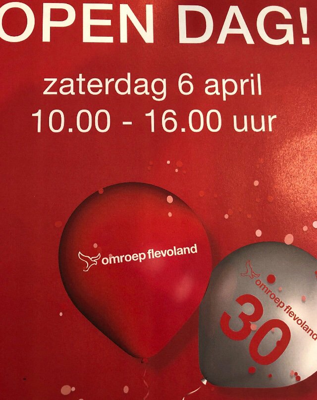 Morgen open dag van 10.00-16.00 bij Omroep Flevoland. Er is van alles te doen en je krijgt een aardigheidje mee. Je bent van harte welkom.