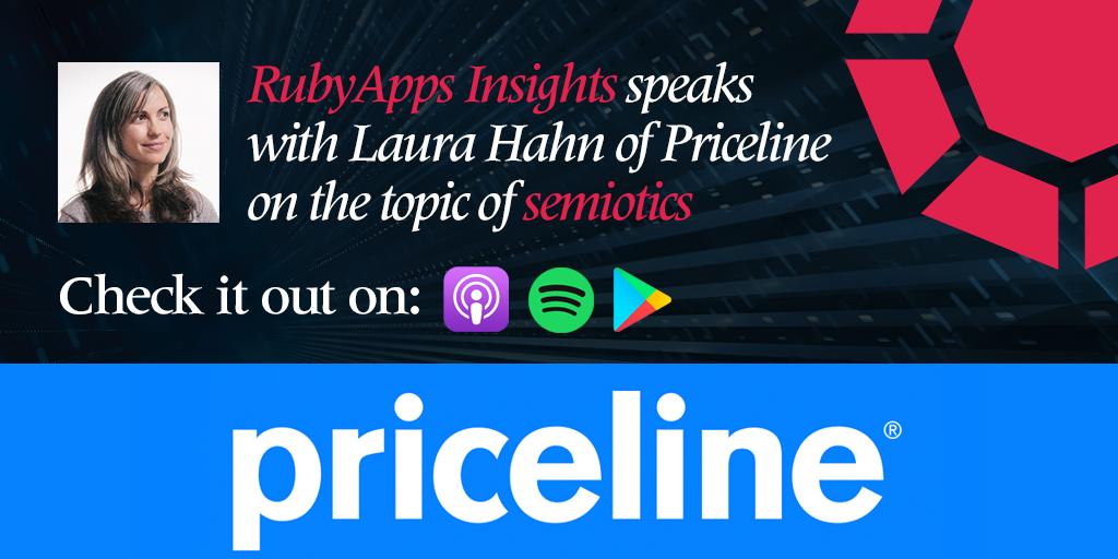 RubyLawCLM's tweet image. Our latest conversation on RubyApps Insights features Laura Hahn, Head of Design at Priceline. We talk communication, semiotics, and meaning. Got it? #RubyApps 
apple.co/2HTRqBl / bit.ly/2HUBX43 / bit.ly/2HTRr8n