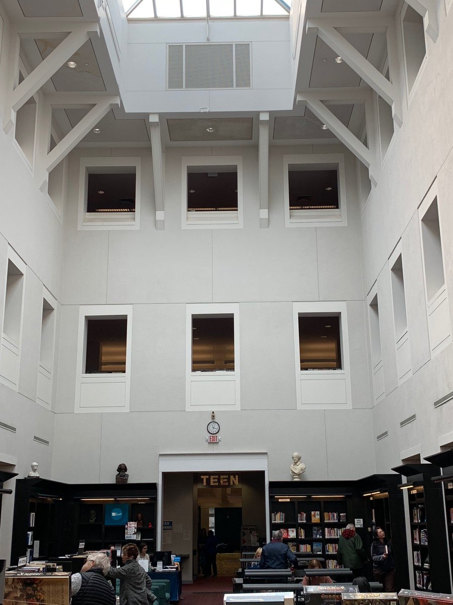 NewtonFreeLib's tweet photo. Notice anything different about the atrium? Our hanging paper cranes have migrated! Look around the building to see where they’ve flown. #librarymakover https://t.co/6IyoofAlio