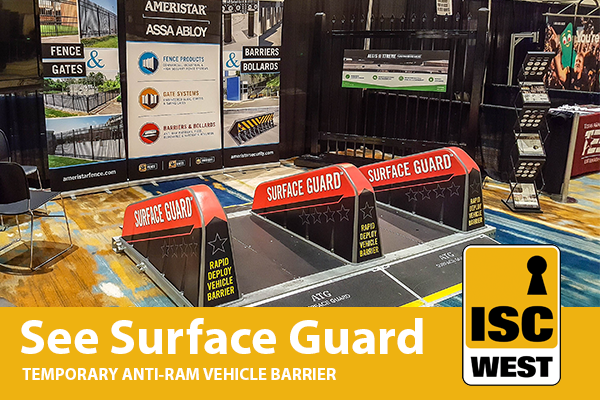 AmeristarFence's tweet photo. #SurfaceGuard is revolutionary temporary anti-ram solution! Assemble this barrier across a roadway to protect pedestrians during events and festivals without hindering the pedestrian flow of traffic! See Surface Guard in person at #ISCWest booth #9073. #publicsafety https://t.co/2yccREKo6S