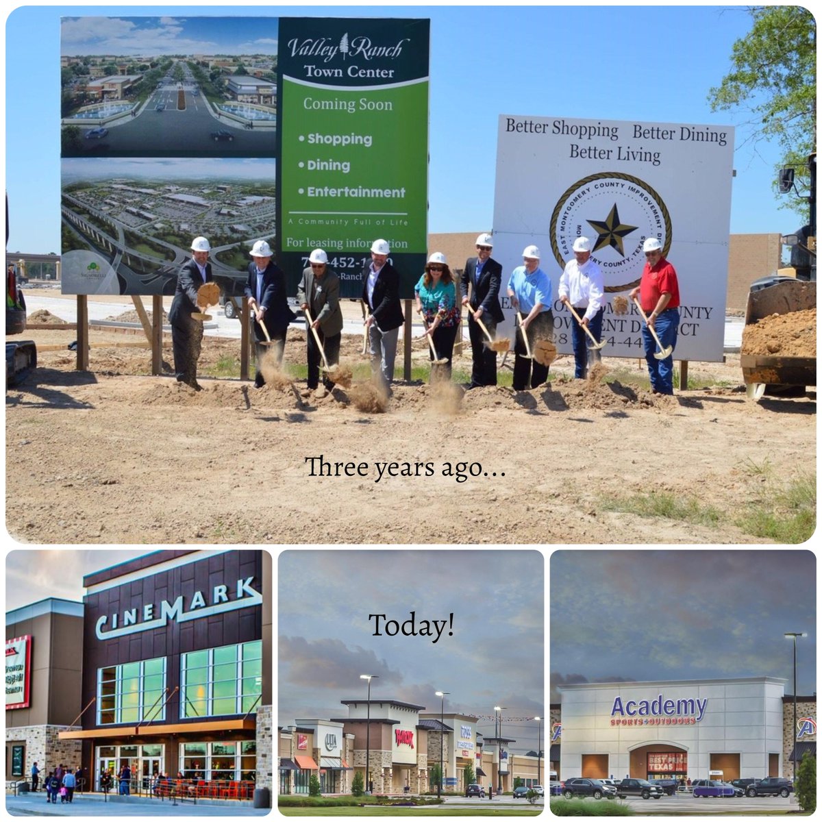 EMCIDTX's tweet photo. On this day three years ago, EMCID, @SignorelliCo and @ArchConCorp broke ground on the @Academy in @ValleyRanchTC This was the first store to open in #VRTC and now look at the development! We can't wait to see what happens next! #ShopEMC #DineEMC #GrowthinEMC #FridayFeeling https://t.co/SpD0Qhdqqo