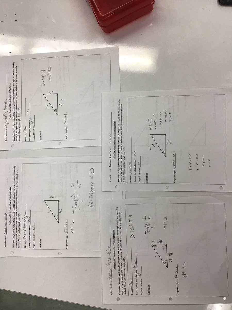 Had a blast today in Geometry. My students used their knowledge of #Trigonometry and #SOHCAHTOA to find the heights of various objects around the school. They are not napping on the floor! They are using the angle pro app to find the angles of elevation. <a href="/mineolahs/">Mineola High School</a> #MineolaPROUD