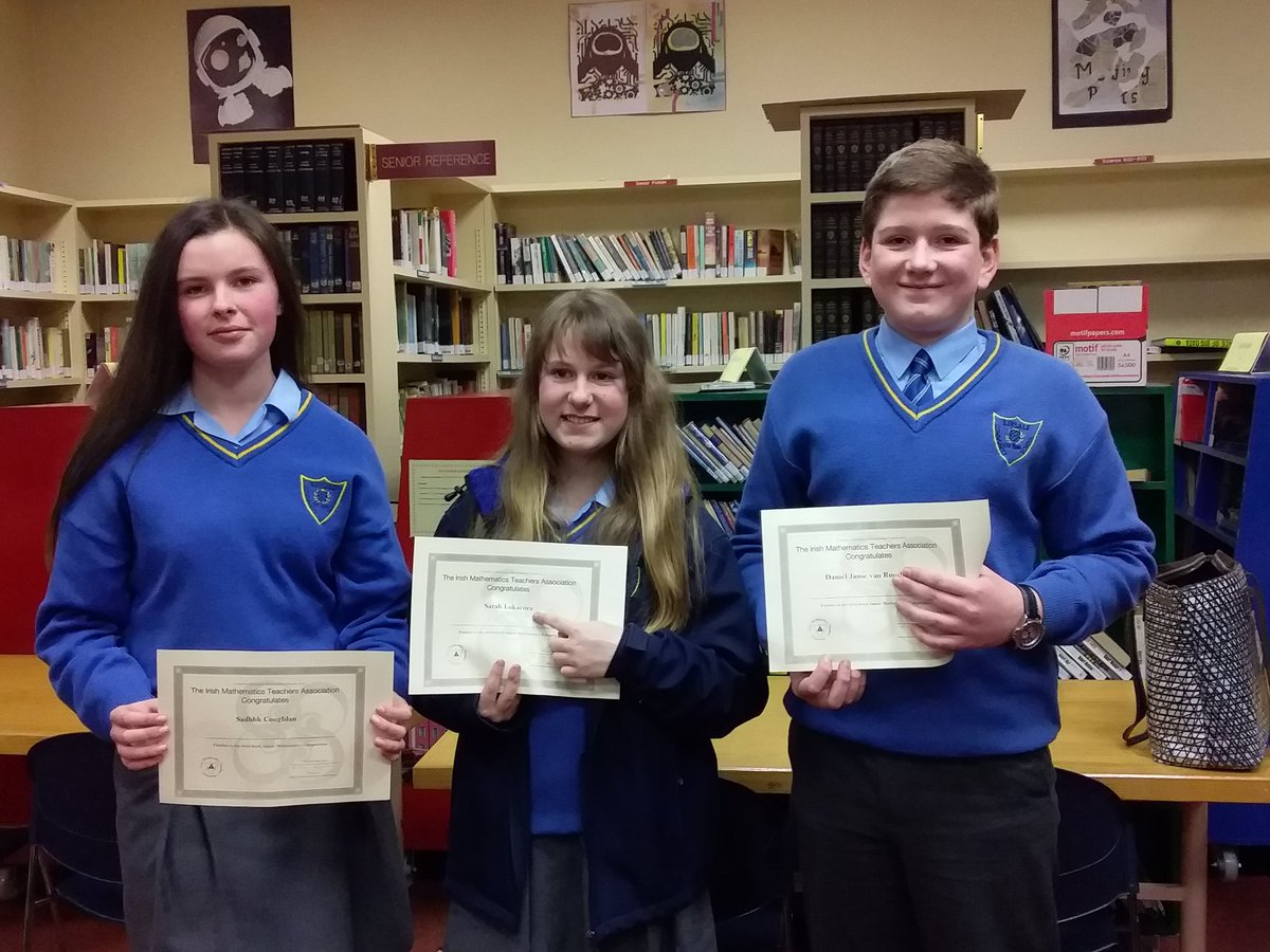 Congratulations to First years Daniel Janse Van Rensburg, Sarah Lukacova and Sadhbh Coughlan who represented Kinsale Community School in the Irish Junior Maths Competition Friday last.  <a href="/SmathsKc/">KCSmaths</a> <a href="/KinsaleComSch/">Kinsale Community School</a> <a href="/FergalMcCarthy3/">Fergal McCarthy</a> <a href="/gerhogan4/">Gerard Hogan</a>