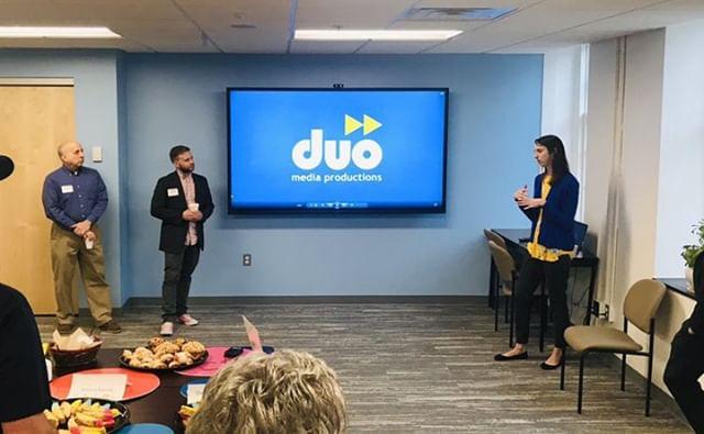 DUO sponsored this month's Coffee &amp; Contacts for the <a href="/fredcochamber/">Frederick Chamber</a>. We even had a DUO-branded breakfast spread!

Thanks to Restoration Family Chiropractic for the photo of us during our presentation.

#chamberofcommerce #localbusiness #frederickmd #biscotti #businesssponsor