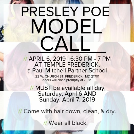 pmthetemple's tweet photo. ‼️ UPDATE ‼️ #modelcallwill be hosted at #templefrederick SATURDAY, APRIL 6, 2019. 🔁 #rt https://t.co/25XWp3rHnT