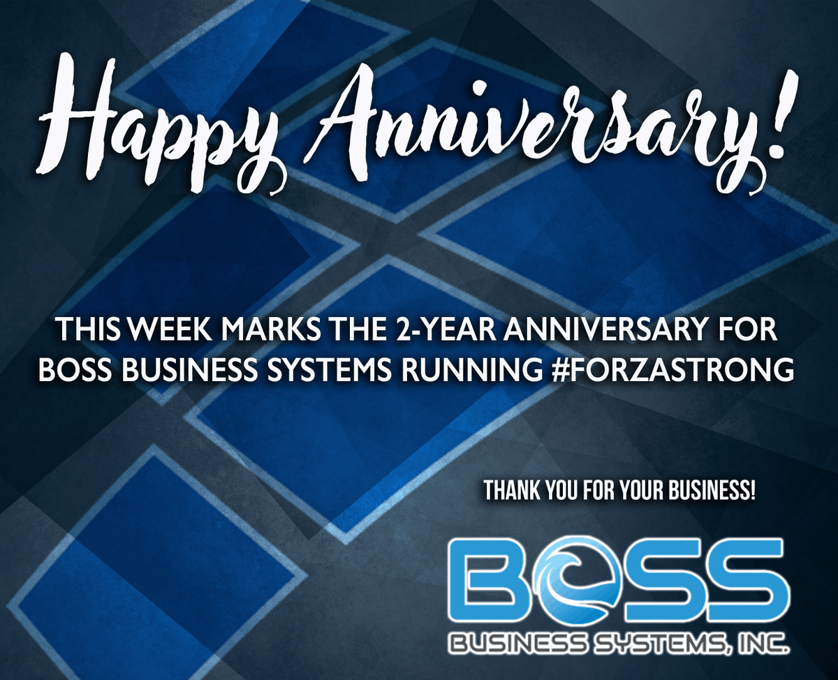forzaERP's tweet photo. 🚨Anniversary Alert🚨 This week also marks the 2-year anniversary of BOSS BusinessSystems, Inc. going live on FORZA! Thank you for choosing us as your ERP partner your business and joining the growing dealer community running #ForzaStrong #ForzaERP https://t.co/9kmavQPkI3