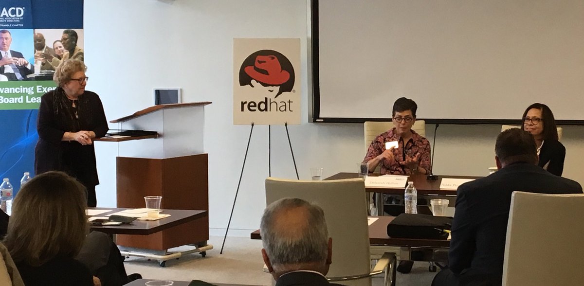Three incredible leaders @Catherinearrowood          @hildapinnixragland @deborahhylton discussing Board culture. ⁦<a href="/NACD/">National Association of Corporate Directors</a>⁩ seminar hosted by ⁦<a href="/ParkerPoe/">Parker Poe</a>⁩