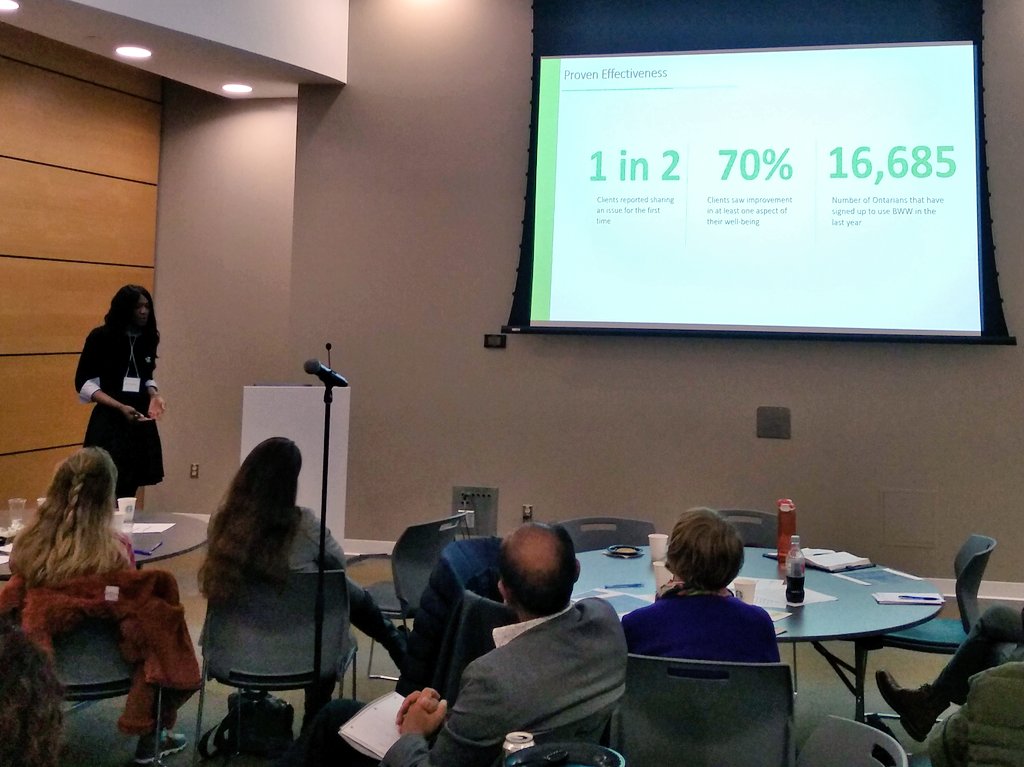 UofTPsych's tweet photo. .@BigWhiteWallCA is an online forum for mental health discussions and resources that's available 24/7. @harriet_ek's presentation at the Future of Psychotherapy Conference demonstrates the real impact it's having for those struggling with mental health. https://t.co/6jsZiYq6Ut