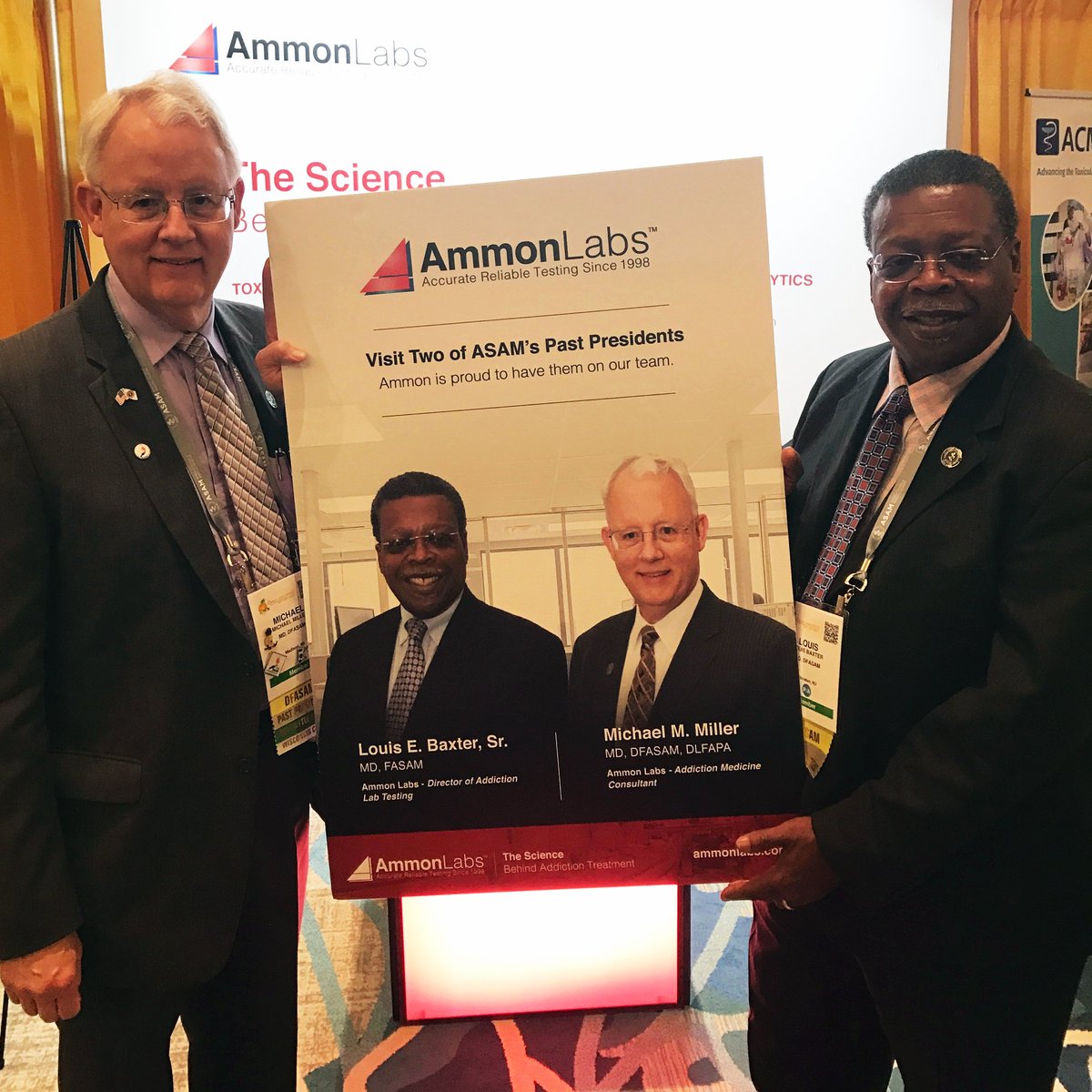 AmmonLabs's tweet photo. Here are two reasons to stop by our booth if you’re attending the ASAM 50th Annual Conference. Meet two amazing past #ASAM presidents. #ASAM2019 #AddictionRecovery #AddictionConference https://t.co/MQClcdJfwQ