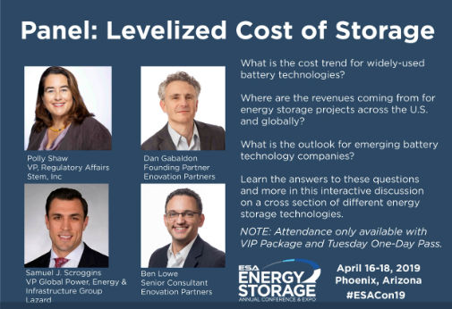 EnovationPtnrs's tweet photo. Don't miss one of the most popular #ESAcon19 panels. LCOS with Lazard and Enovation Partners. Levelized Cost of Storage analysis and report. https://t.co/LekQFRr1dY https://t.co/v2yrnEUoM0