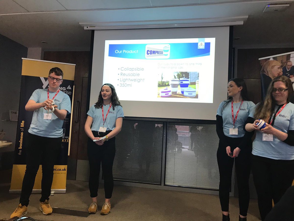 FSLnews's tweet photo. This year’s Young Enterprise team @compressocups presenting at the Northern Ireland Finals! https://t.co/BLcnn0zdnA