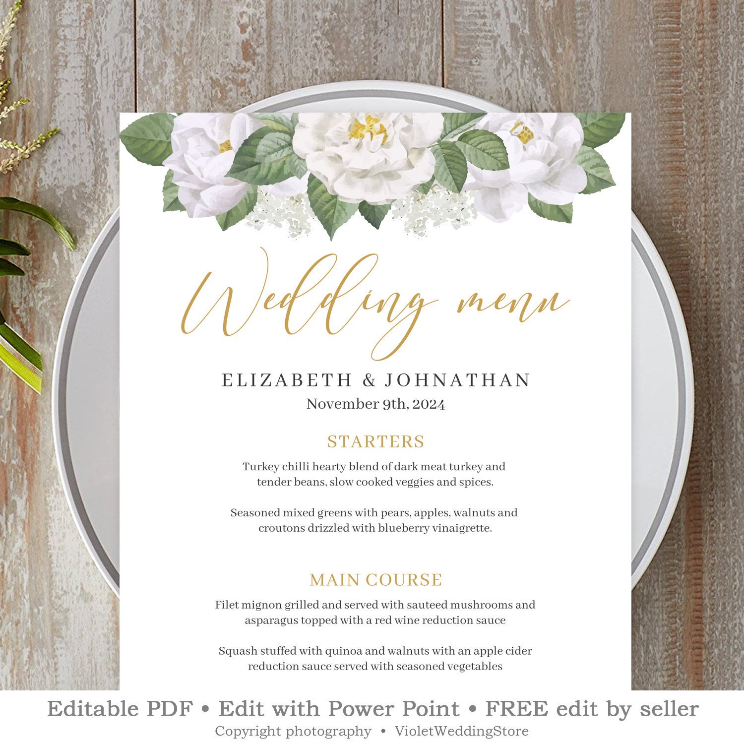 Violeta auf Twitter: "White Floral Wedding Menu Template With Regard To Rehearsal Dinner Menu Template