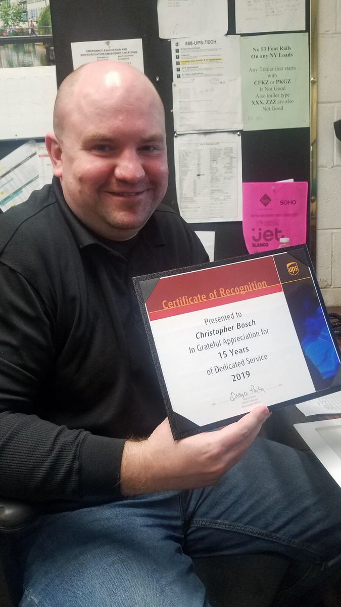 Congrats to PT Supervisor, Chris Bosch, for 15 years of service.