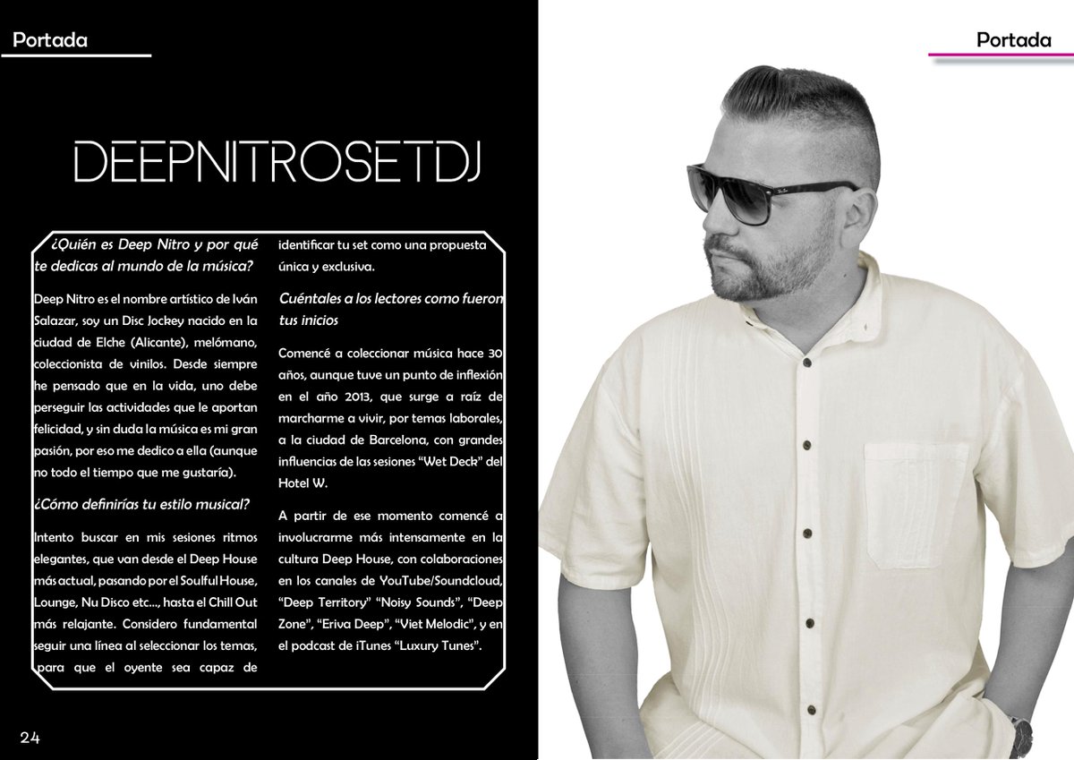 NITROSALAZAR's tweet photo. 💣 Deep Nitro SET DJ @ Your Magazine 💣 "APRIL COVER &amp; INTERVIEW" IS OUT NOW. Your Magazine THE INTERNATIONAL ELECTRONIC MUSIC MAGAZINE WITH MORE THAN 10K READERS MONTHLY #aprilcover #interview #deepnitrosetdj #deephouse #yourmagazine #cultureclubbing #revistainternacional https://t.co/AdgMSCm8C6