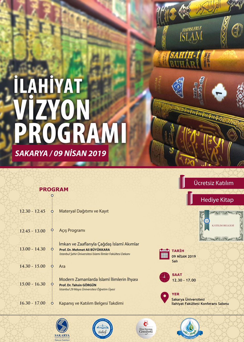 MG_SocialFi's tweet photo. Tidef "İlahiyat Vizyon Programı" Sakarya'da.
09 Nisan 2019 tarihinde yapılacak olan programımıza Sakarya Üniversitesi İlahiyat Fakültesi öğrencilerimizi bekliyoruz. https://t.co/Qs4duyDmlI