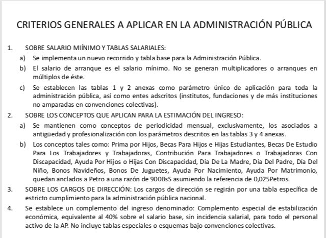 Mdeintegracion's tweet photo. Instructivo de aplicación para la administración pública que contempla un ajuste del 12% del salario básico a partir del BI paso I mas un Bono llamado: “Complemento especial de estabilización económica”, que equivale al 40% del salario básico @minculturave https://t.co/VU5ODPlb0g