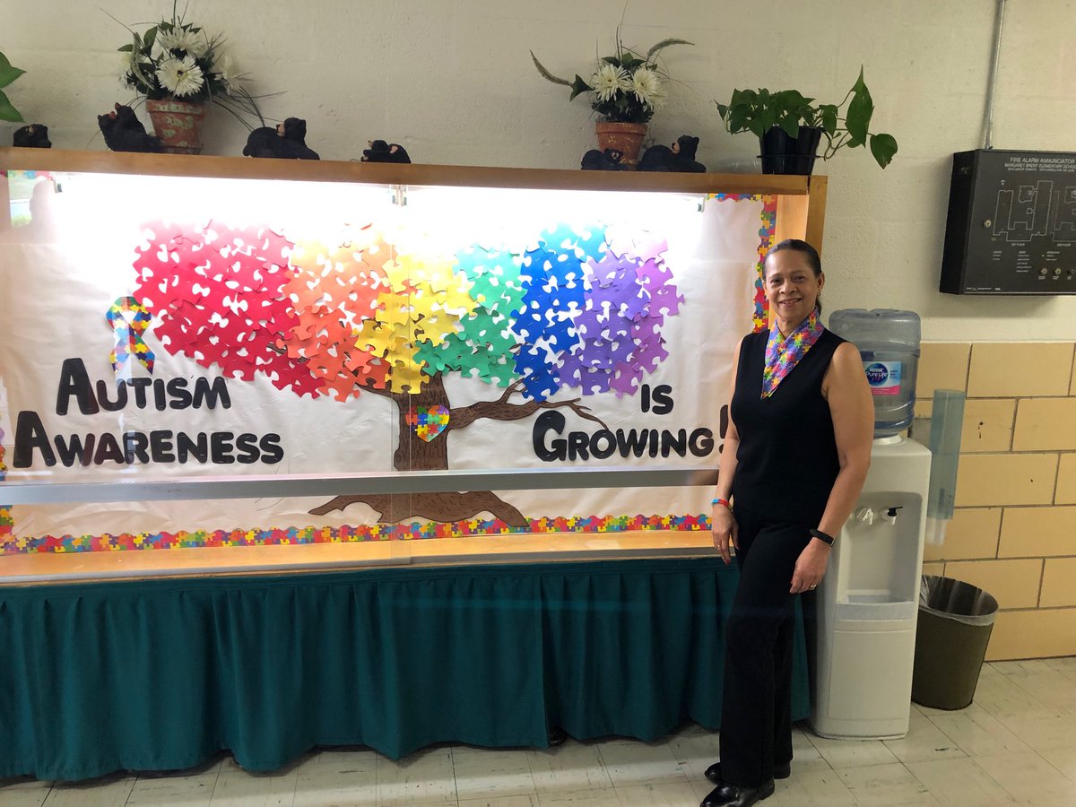 SelenaSwilling's tweet photo. One of Margarent Brent’s finest para-educator, Ms. Maria, made bows, bow-ties and scarves for the staff in support of Autism Awareness Month. We love them!! Thank you. https://t.co/EazfekpuRh