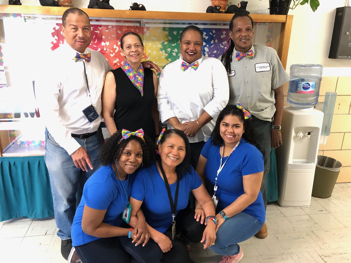 SelenaSwilling's tweet photo. One of Margarent Brent’s finest para-educator, Ms. Maria, made bows, bow-ties and scarves for the staff in support of Autism Awareness Month. We love them!! Thank you. https://t.co/EazfekpuRh