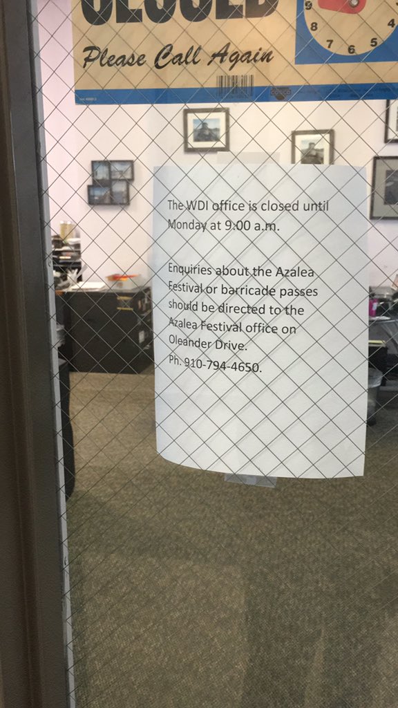 ByAdamWagner's tweet photo. If you thought @NCAzaleaFest literature about getting barricade passes from @WilmDowntown offices was correct, you would be wrong. Not the first discrepancy between fest maps and governments/associated entities. https://t.co/KD9QZW7wKL