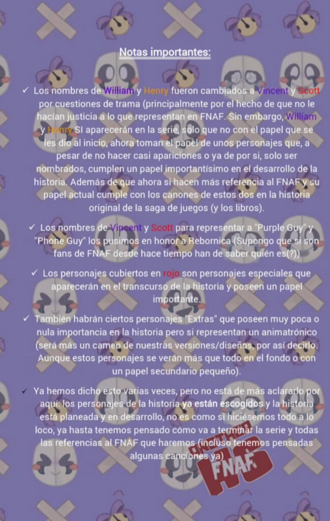 FHSAnotherStory's tweet photo. ACTUALIZACIÓN:

Parte 1:  Personajes oficiales + información sobre la serie.

•Los animatrónicos en los que se encuentran basados cada personaje pertenecen a Scott Cawthon©

•La historia está basada en #FHS la WebSerie de @/edd00chan y pertenecen al mismo universo.

#AnotherFHS https://t.co/s61fxwC1ee