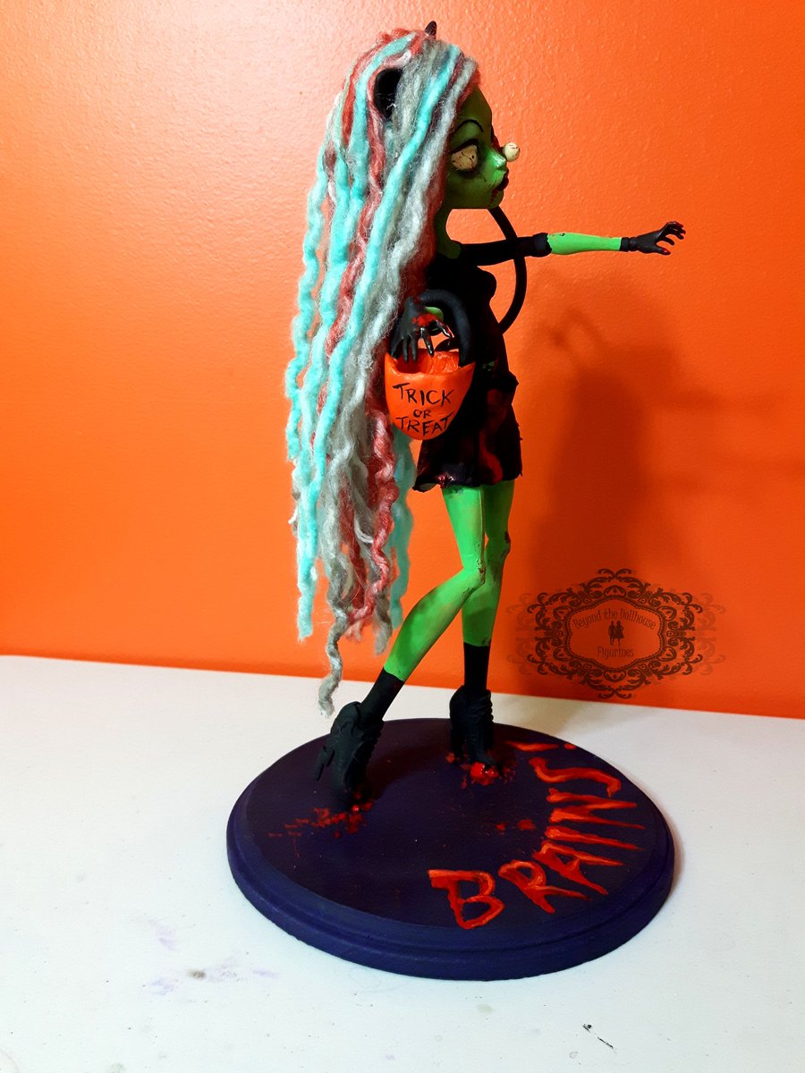 beyonddollhouse's tweet photo. Zombie Kitty!! 

All dressed up and ready to get her candy for halloween - the best time of year right!? Too bad she didn't know that it's also the best time for the zombie apocalypse!!

#zombie #ooak #MonsterHigh #horror https://t.co/SNTvxBgoOZ