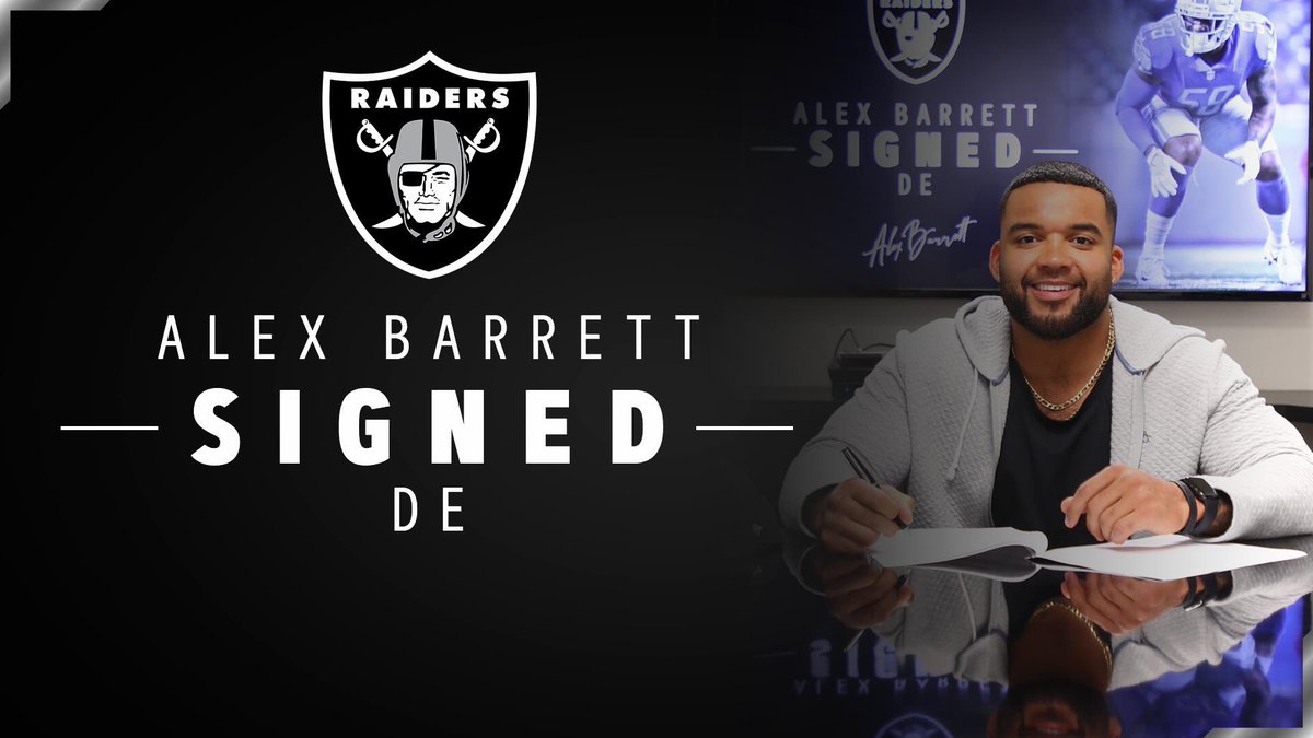 mattschneidman's tweet image. Raiders sign DE Alex Barrett, who most recently played for the San Diego Fleet of the AAF.