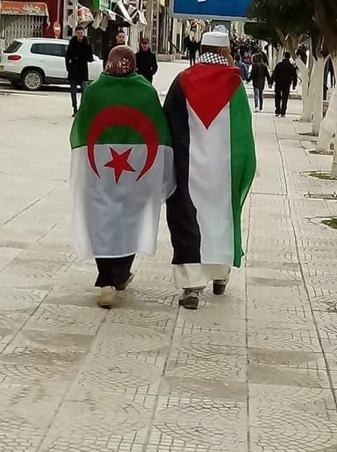 [Photo du jour] Un couple portant le drapeau de l'Algérie et de la Palestine, en route pour manifester.

🇩🇿🇵🇸✌🏽
 
#Algerie 
#حراك_05_افريل