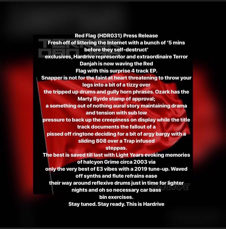 #RedFlagEP by <a href="/TerrorDanjah/">Terror Danjah</a> out now on <a href="/Bandcamp/">bandcamp</a> and out on all other digital vendors April 12th 🚩🚩🚩🚩 terrordanjah.bandcamp.com/album/red-flag…